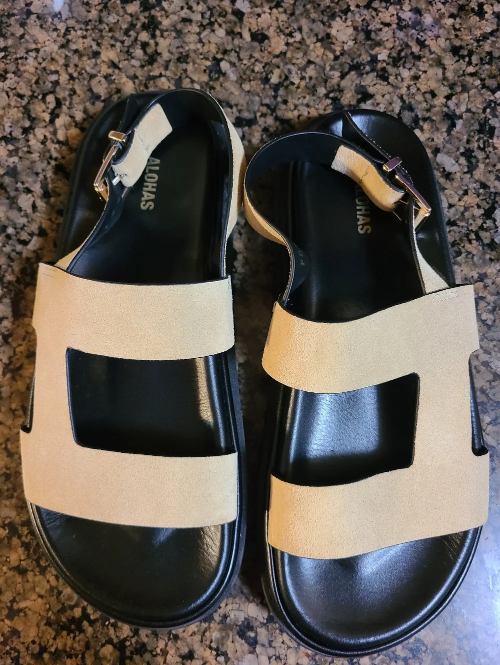 ALOHAS Beige Suede Platform Sandals - Picture 5 of 10
